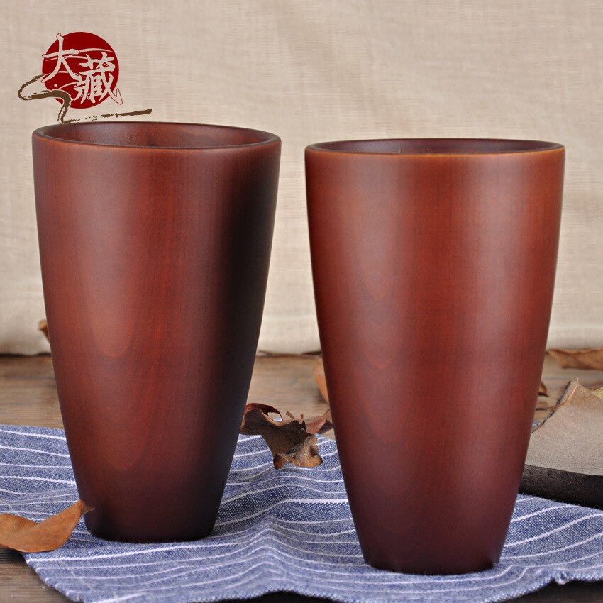 Patrón japonés de madera cubiertos chino abeto taza de agua Natural taza de te de madera anti-planchar taza de madera al por mayor del fabricante
