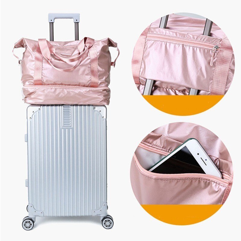 ELVASEK Reise Duffle Taschen ROSA Sporttasche Trocken Nass Trennung Yoga Tasche Multifunktions Handtaschen Große Kapazität Schulter Übernachtung Tasche