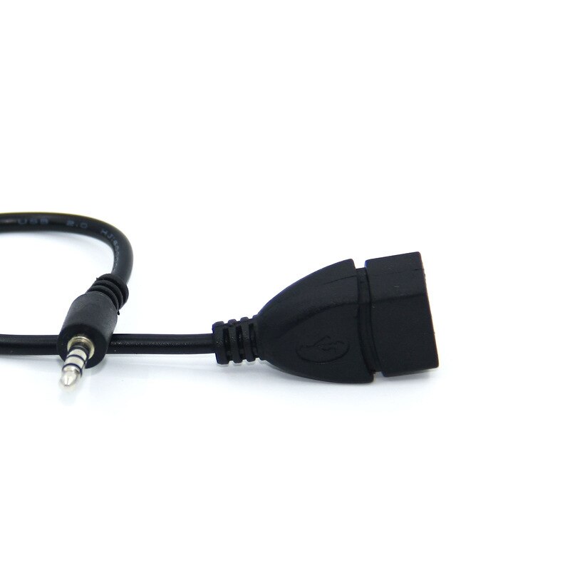 3.5mm Male AUX To USB 2.0 Type A Female OTG Adapter Cable – 20cm, Black, Universal, Made In China