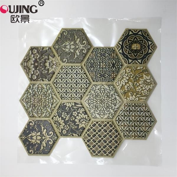 Carreaux muraux autocollants muraux 3D hexagonaux, 30x30cm x 1 pièce, Stickers muraux en PVC, pour cuisine, salle de bains, ligne artistique, décoration pour la maison: Design   1