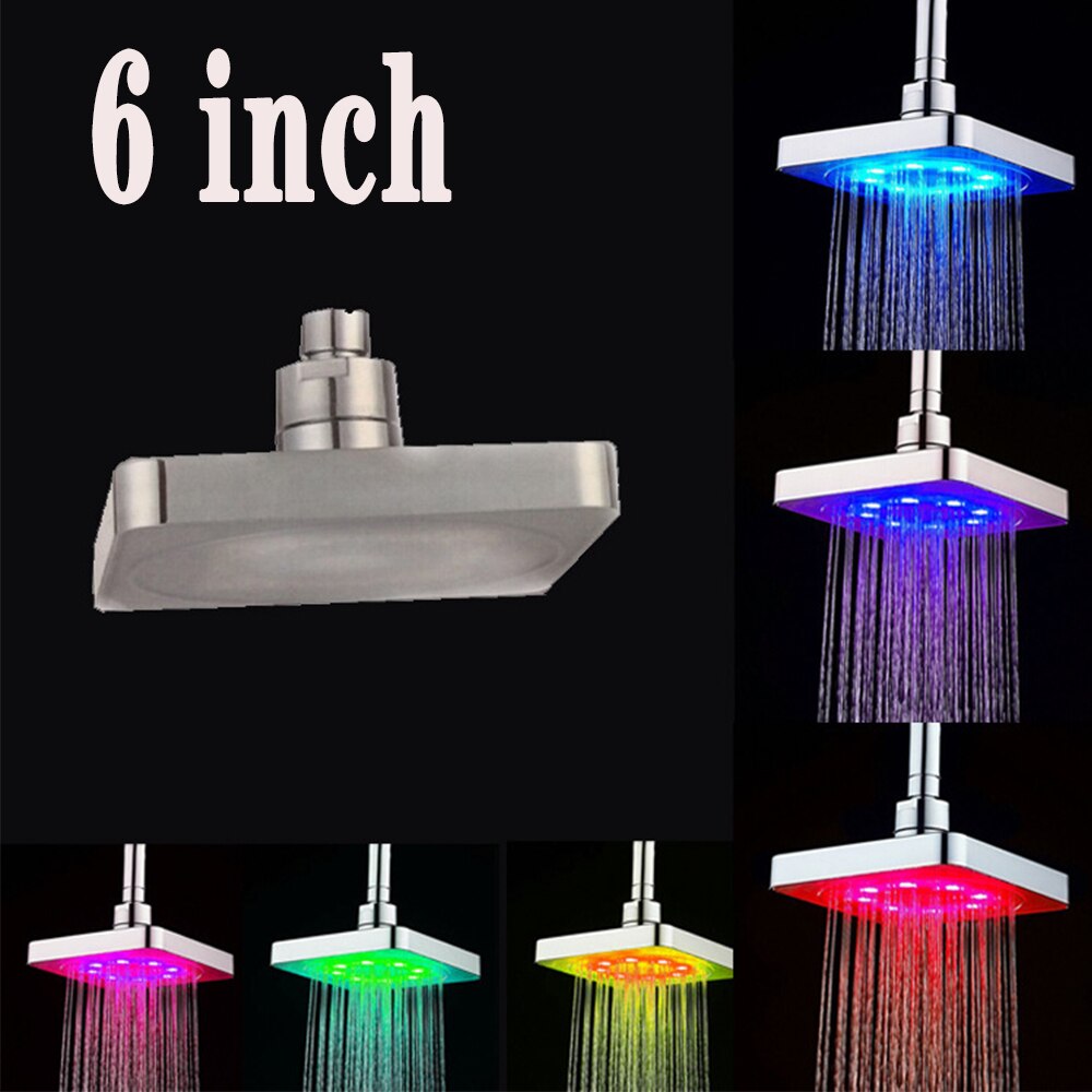 7 Color LED Shower Head Pressure Automatic Waterfall Shower Bathroom Shower Head LED Water Faucet лейка для душа chuveiro ducha: 1 Square Shower Head