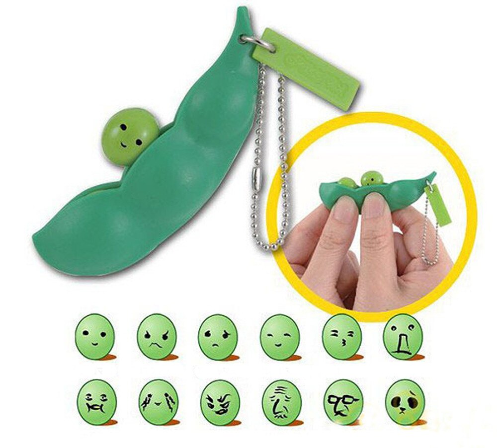 Fun Bonen Knijp Speelgoed Hangers Anti Stressball Squeeze Funny Gadgets 7*2*1.5Cm Pvc 1Pc Extrusie bean Speelgoed Willekeurige Kleuren