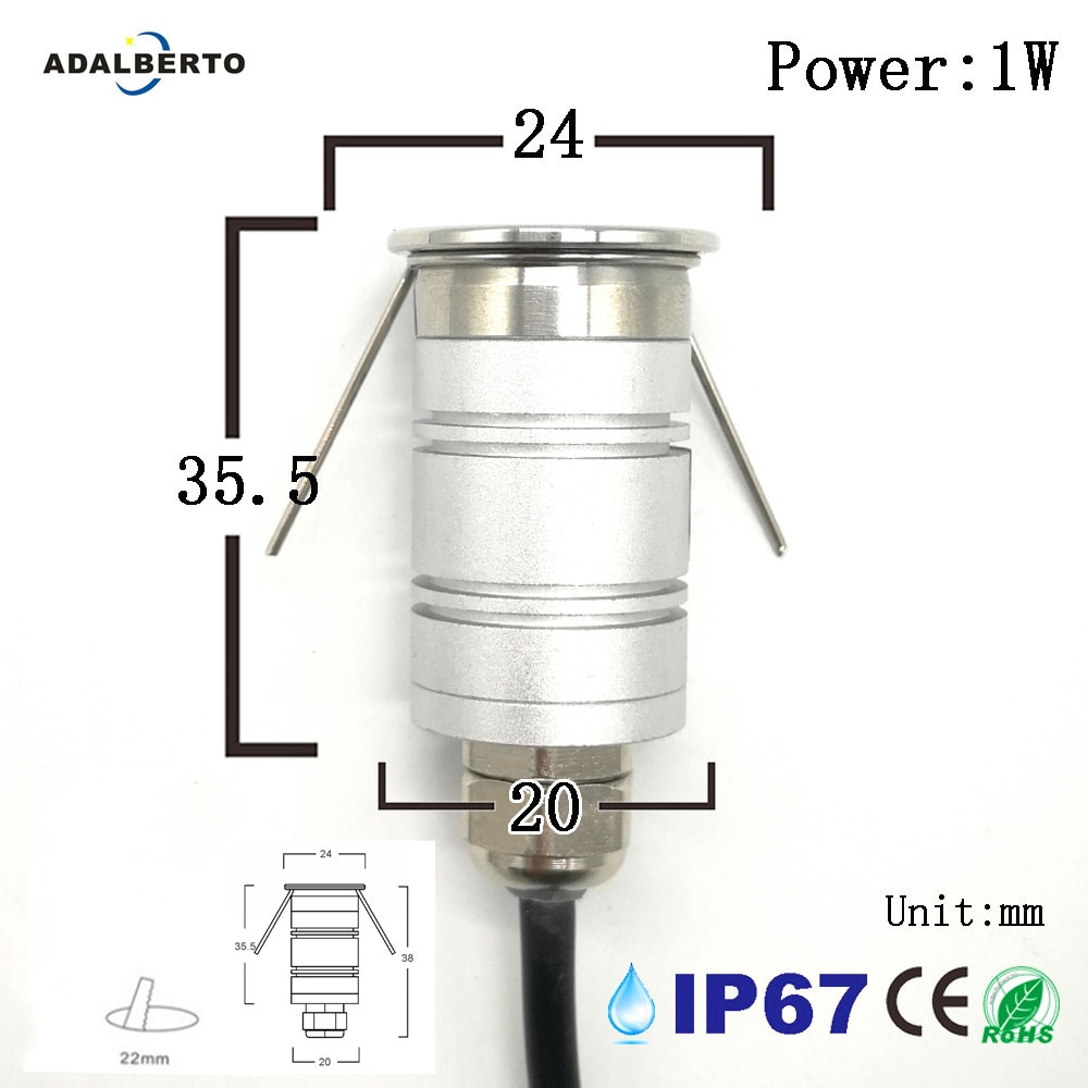 1w inground led däckslampa underjordisk lampa 12v spotlights  ip67 vattentät utomhus trädgård landskap gångväg golv begravd belysning