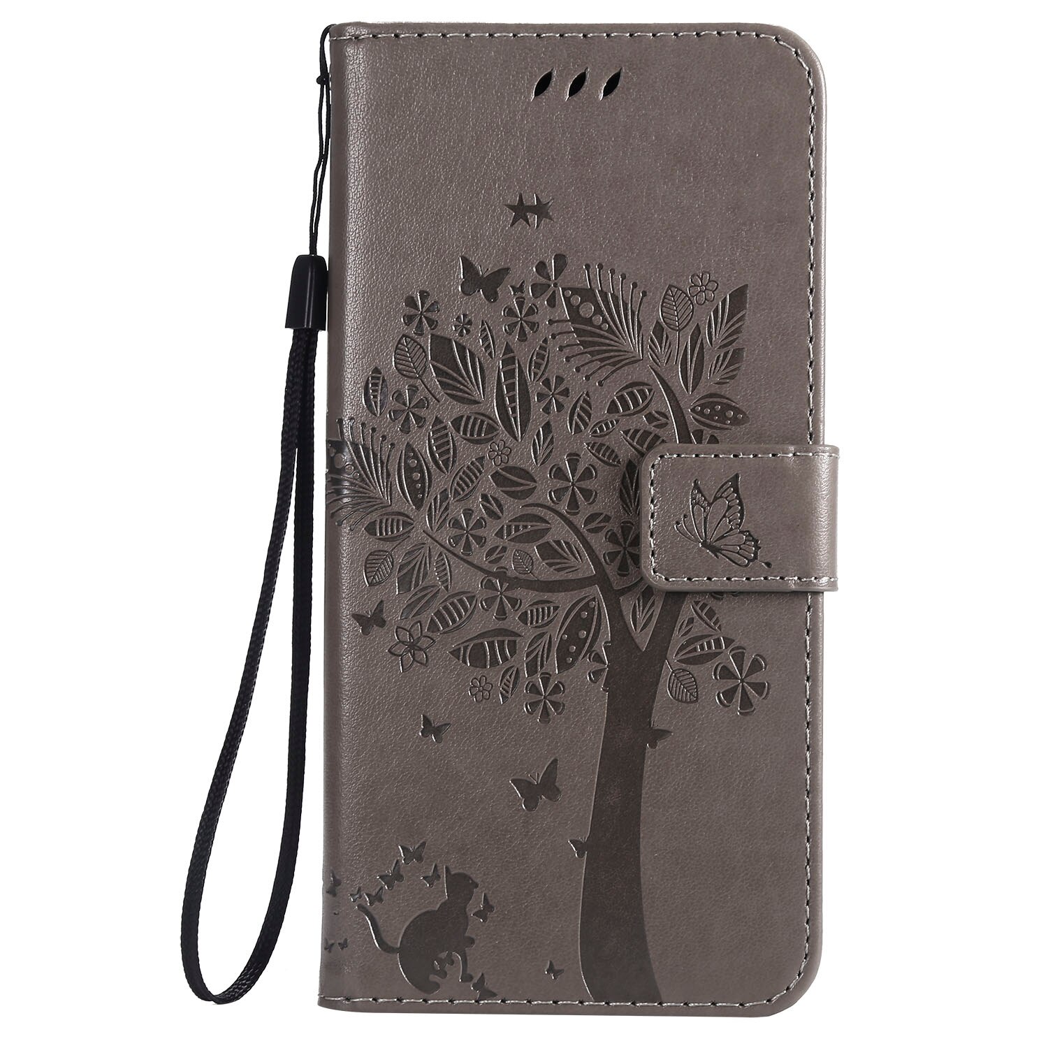 Funda abatible con soporte de superior de PU con vista para tp-link Neffos C7 Lite C5 plus p1 c9 c9a: Neffos C7 Lite / Gris