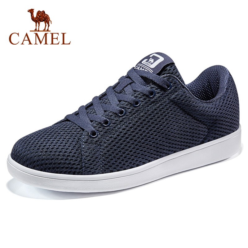 Camel sneakers män låga klassiska skateboardskor sport tenniskorg avslappnad andas lätt anti-halk: Blå / 43