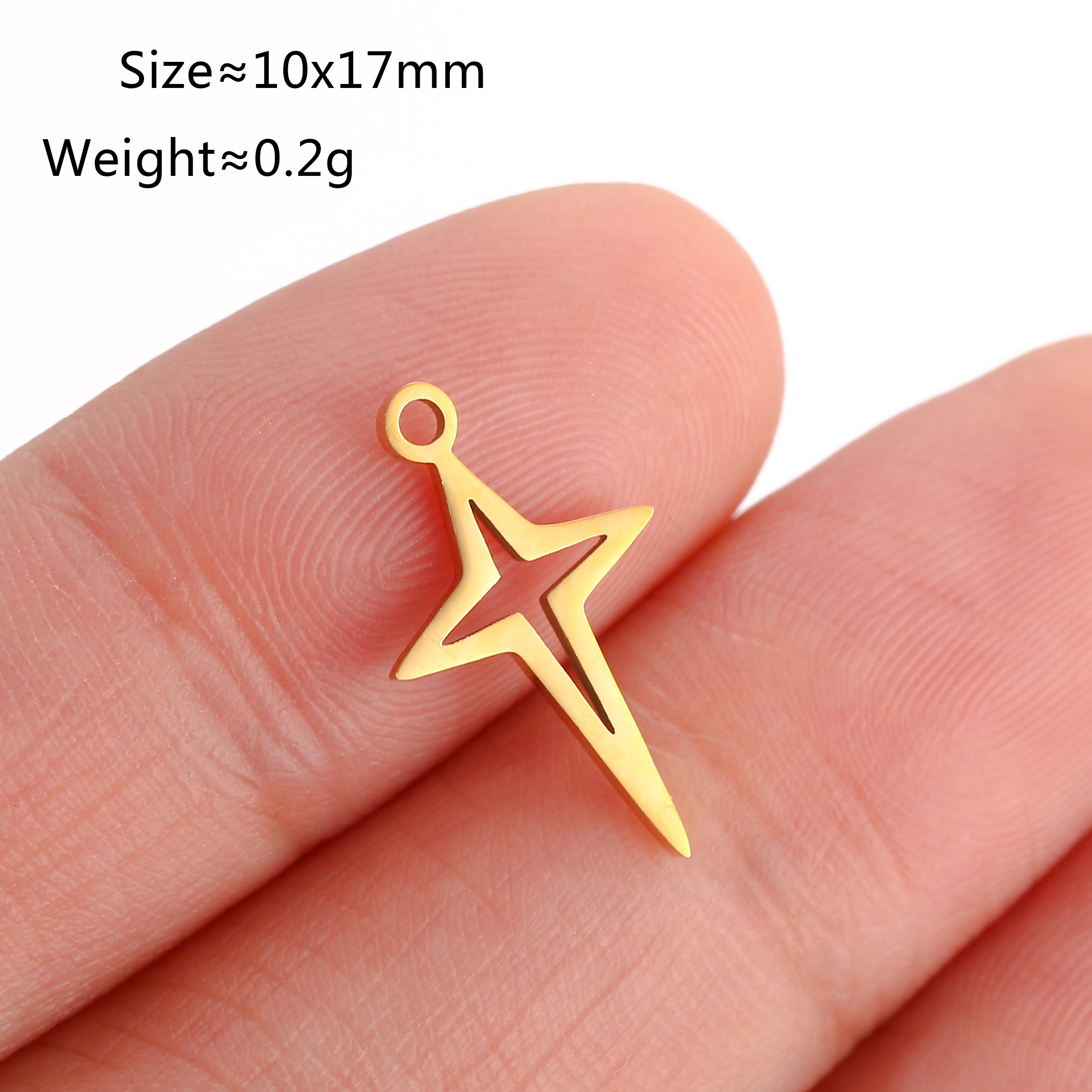 Lote de 5 unidades de Mini dijes de estrella Celestial, colgante de pentagrama/estral/Meteor/luna de acero inoxidable DIY para pendientes, pulseras, fabricación de joyas: Chapado en cobre envejecido