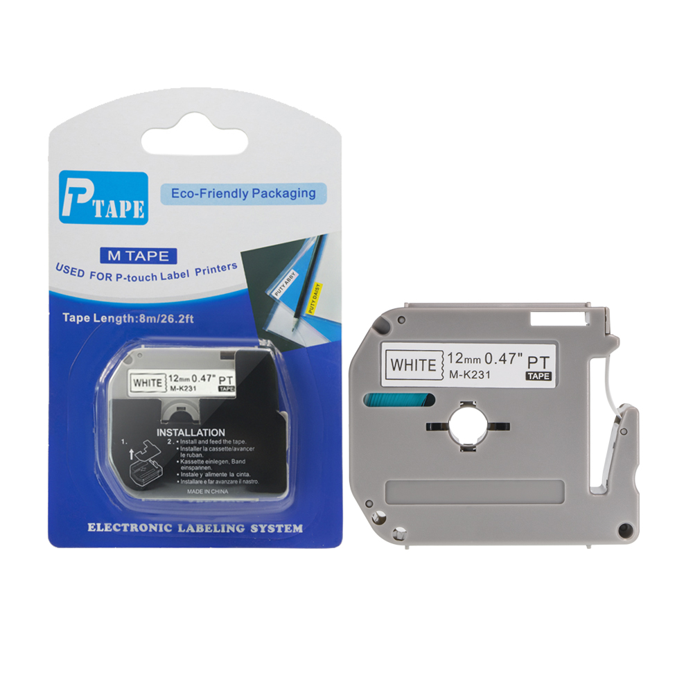 Compatible for Brother 30PCS M-K231 MK-231 Black on White 12mm*8M Label Tapes for Brother p touch Printers PT-80 PT-70 PT-60
