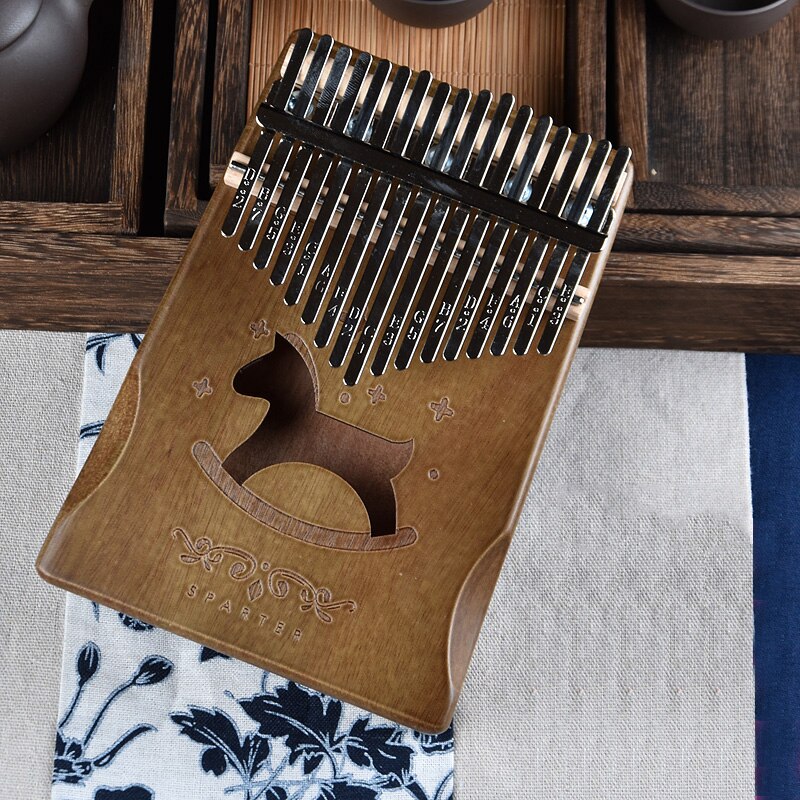 17 Keys Kalimba Mahogany Thumb Piano 17 Key Music Keyboard High Wooden African Kalimba Finger Piano: brown horse