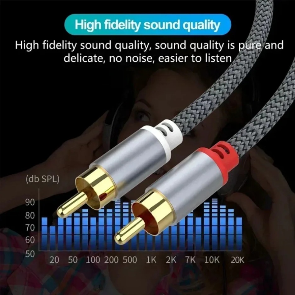 2 Rca To 2 Rca Stereo Cables Male To Male Aux Cable Jack for Home Theater HDMI-Compatible Loudspeaker Box Power Amplifier RCA