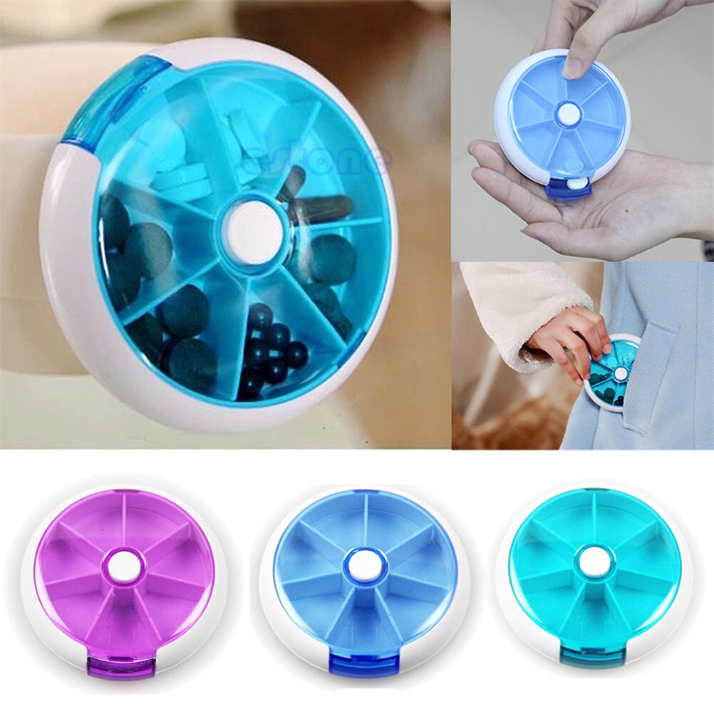 Weekly Press Rotating Pill Box Travel Pill Case Splitter Pill Organizer Medicine Box 7 Days Pill Cutter Tablet Container
