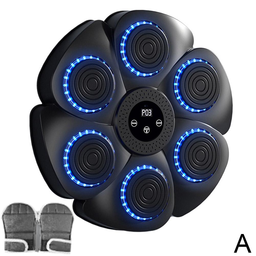 Music Boxing Machine Dynamic Indicator Lights Wall Mounted Boxing Training Punching Equipment Bluetooth-Compatible With Gloves: WHITE