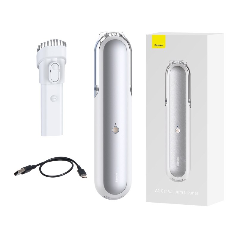 Baseus-aspiradora portátil con USB, aspiradora de mano con filtro HEPA, silencioso, lavable, 4000Pa, minidiseño para limpieza de coche y PC: White
