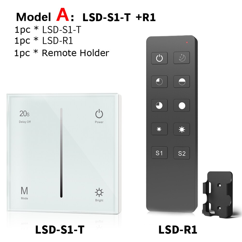 Wall Mounted Touch Panel AC Triac Dimmer 220V 230V 110V 288W Wireless RF Dimmable 2.4G Remote Controller for LED Bulb Light Lamp: Model A
