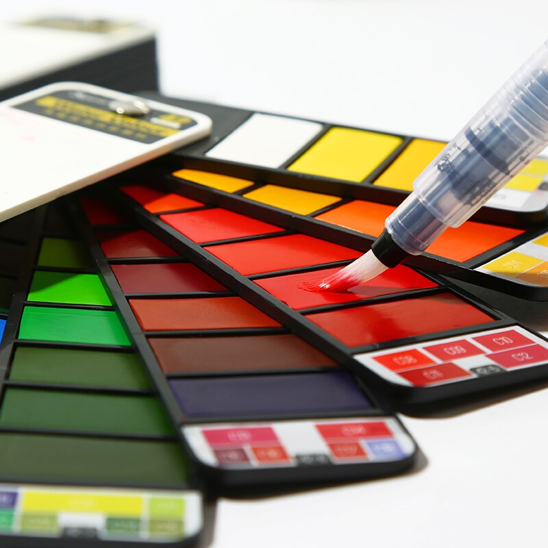 Peinture aquarelle en forme d'éventail 18/24/33/42 couleur solide ensemble de peinture portable opaque aquarelle stylo spécial palette de couleurs art fournitures