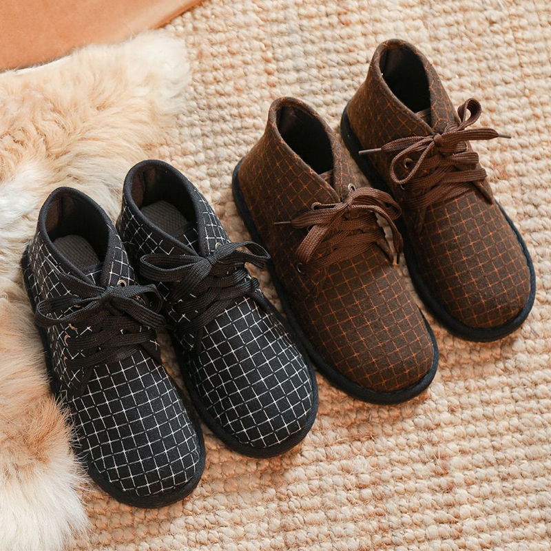 Frauen Leinen Stiefel Handgemachte hoch oben Stiefel Schwarz Runde Kappe Espadrilles retro Leinwand Plattform Stiefel Schuhe