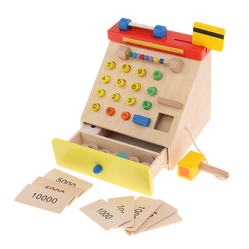 Houten Kassa Speelgoed Met Play Credit Card Pretend Set Boodschappen Pretend Play Developmental Games