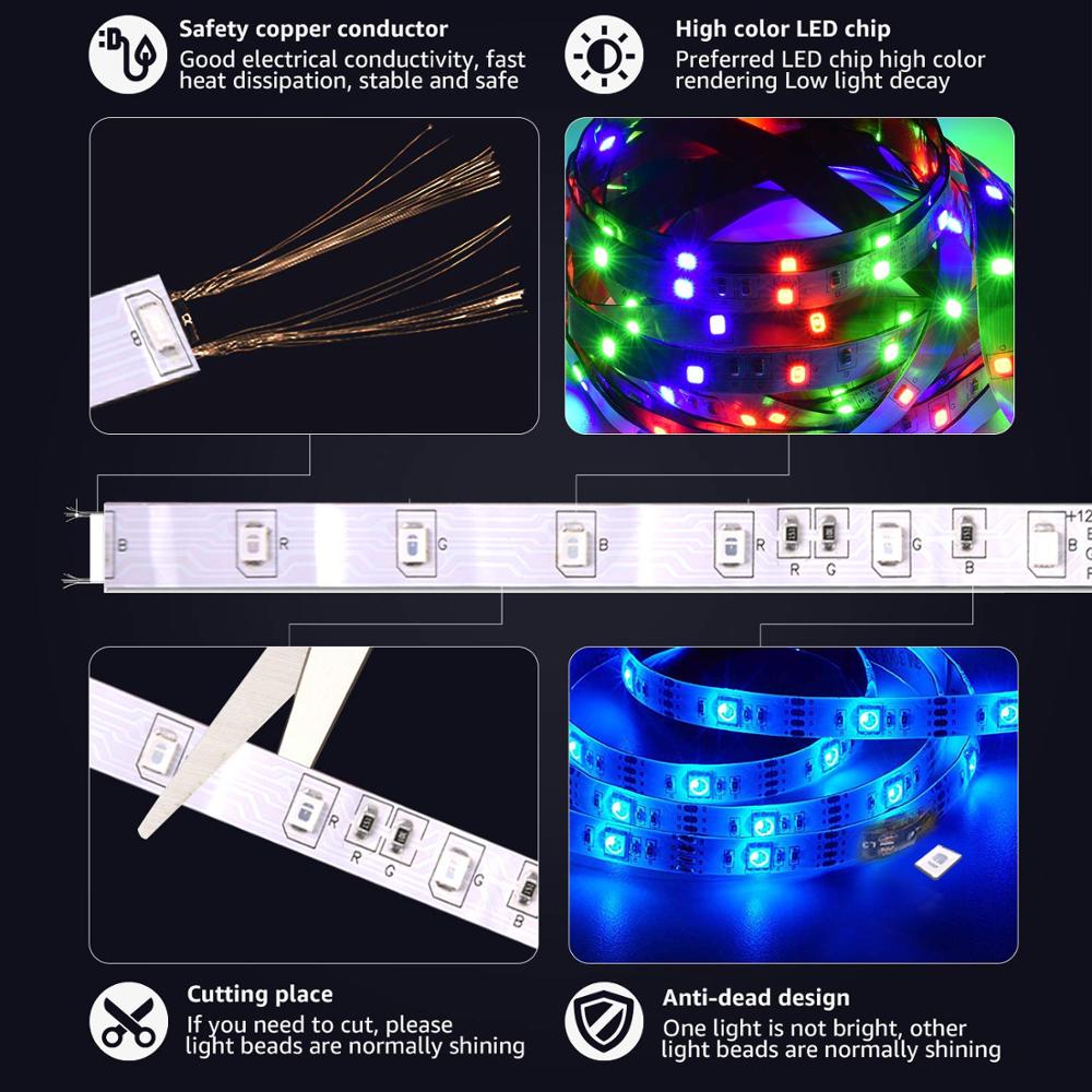 Led Strip Licht 2835 SMD RGB Tape 5M 10M 15M 20M DC12V 3528 Flexibele RGB LED streep Lint Diode 24Key Controller WIF Adapter