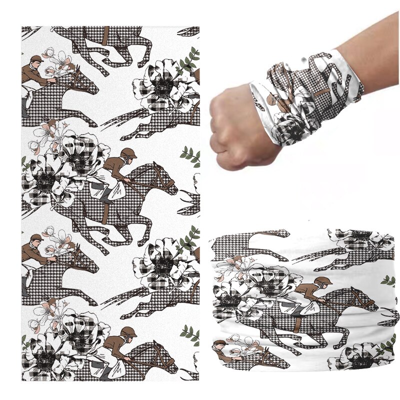 3D imprimé pied-de-poule foulard Plaid magie sport Hijab écharpe bracelet accessoire cheveux pour femme masque anti-poussière en plein air: style10