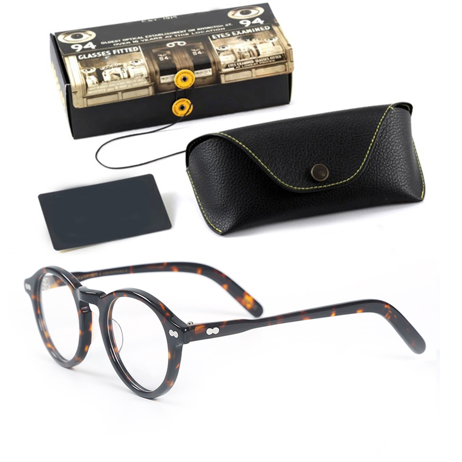 Armação de óculos ópticos para homens e mulheres, óculos vintage johnny depp, armação de óculos de acetato para computador, lentes transparentes: Verde
