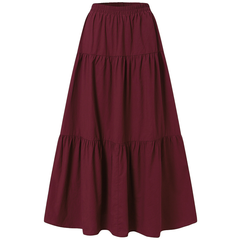 Y2K Aesthetic Fairycore Vintage Pleated Skirt Korean Harajuku Grunge High Waist Long Skirt Retro Ramie Cotton Clothes