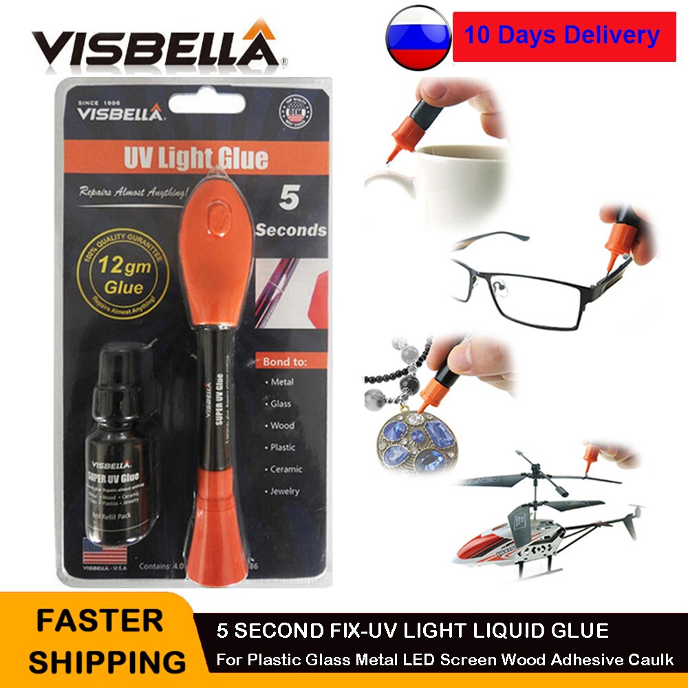 Visbella diy 5 second fix uv light limpenna med 8g refillflaskor flytande plast svetsning metall fyllmedel lim tätningsmedel fix