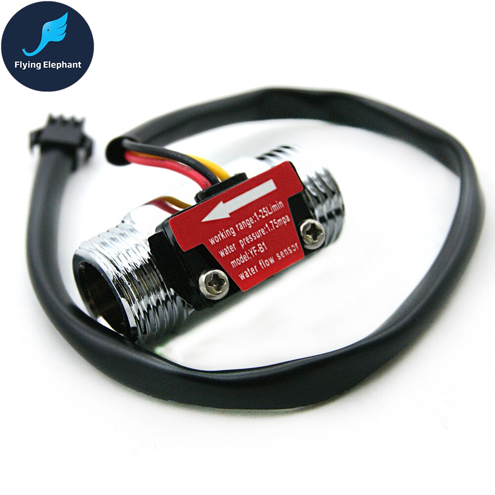 Full Copper Water Flow Sensor 1.75Mpa G1/2 Pulse Hall Flow Meter Switch 1-25L/Min