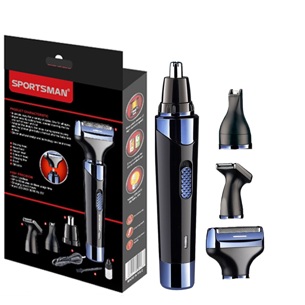 Electric Ear Nose Trimmer Hair Removal Rechargeable Trimmer Men Cutter Beard Shaver Face Eyebrow Nose Hair Removal Device: 4IN1 Type1Royal blue