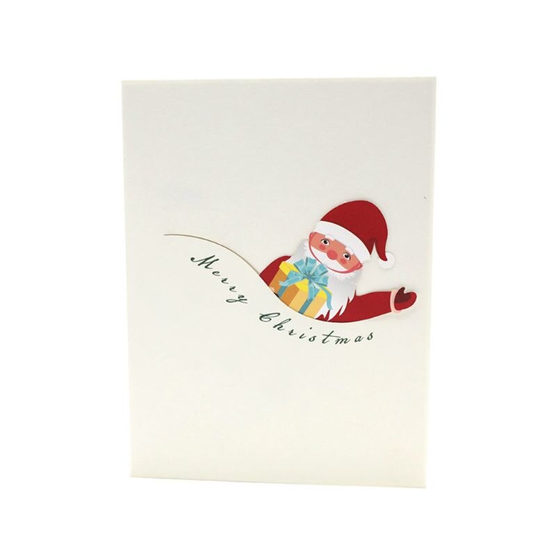 3D Up Santa Claus Greeting Cards Postcards Invitations with Envelope for Kid E56E