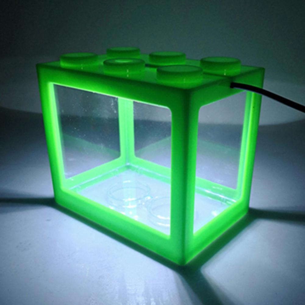 LanLan Mini Aquarium met Licht Vissenkom voor Home Office Thee Tafel Decoratie: green 