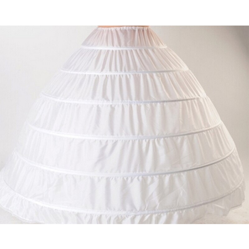 White 6 Hoops Petticoats Bustle for Ball Gown Wedding Dresses Underskirt Bridal Accessories Bridal Crinolines Skirts: WHITE