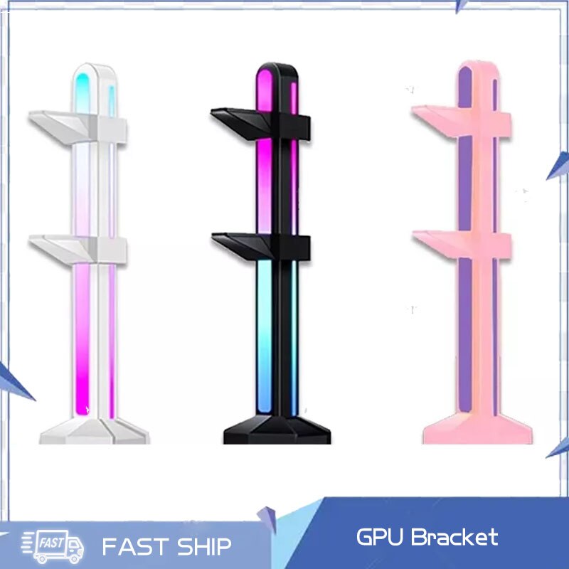 RGB Vertical GPU Support Aluminum Video Graphics Card Jack Bracket,VGA Holder Stand 12V/5V AURA SYNC,Black/White/Pink