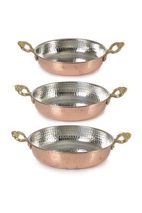 3 & #039; Pcs Koper Sahan Pan Set (Koper Sahan Set) respectievelijk 14-16-18 Cm Çaplardan Bestaande Uit 3 Pcs Koperen Pan.