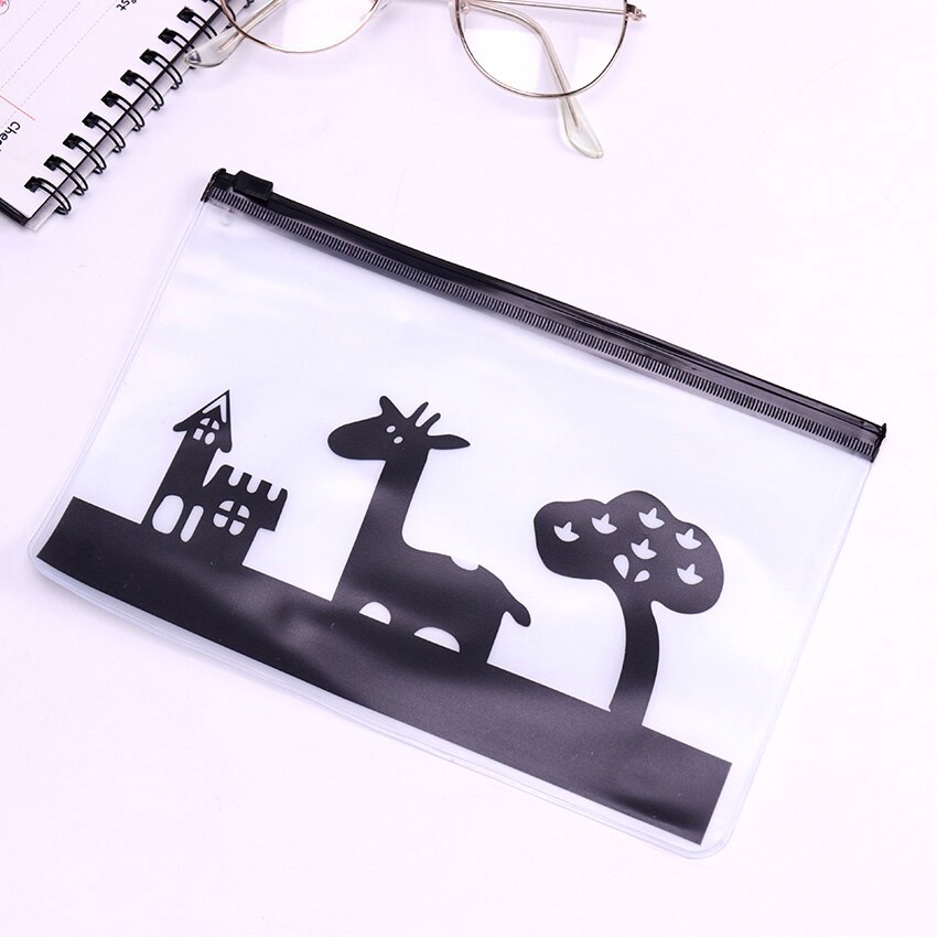 Cartuchera de PVC transparente de animales de dibujos animados material escolar para niños papelería lindo matorral caja de lápices estuche cartuchera: giraffe