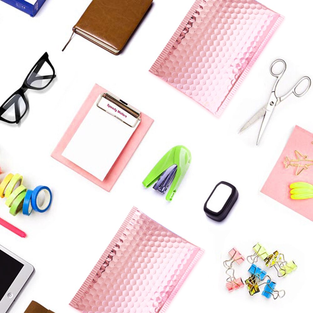 Speedy Mailers 50pcs Rose Gold Bubble Envelope Foam Foil Mailing Bag Bubble Mailer Envelopes for Packaging