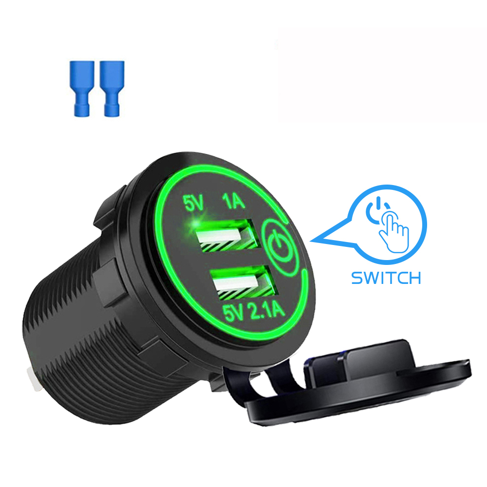 12V-24V Dual Usb Ladegerät Steckdose Wasserdicht 3,1 EINE Dual Ladegerät Buchse mit berühren Schalter für Auto Stiefel Marine Motorrad: Orange