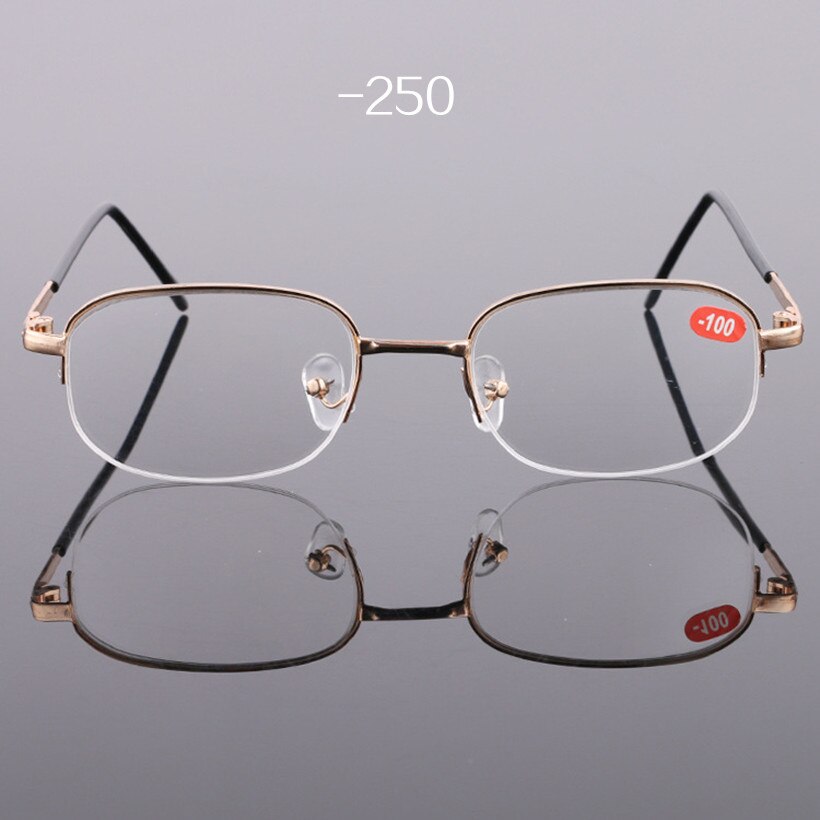 Fullwosing Bril Bijziend - Randloze Bril Met Metaal Frame, Sterkte -1.00 Tot -4.00 (Goud/Zilver)