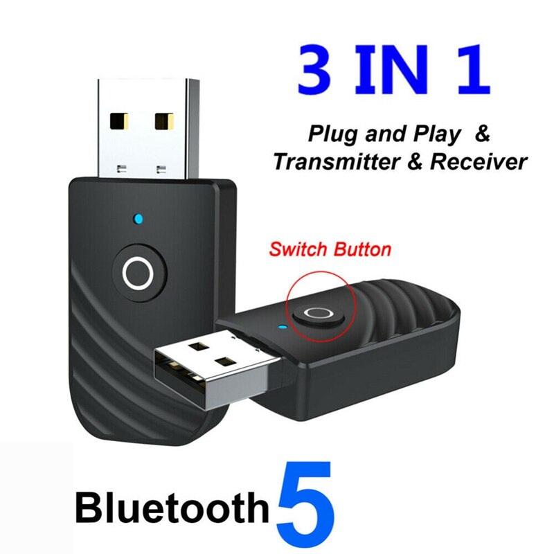 3 in 1 USB Bluetooth Sender Adapter Multifunktionale Tragbare Bluetooth 5,0 Empfänger für PC TV o Adapter