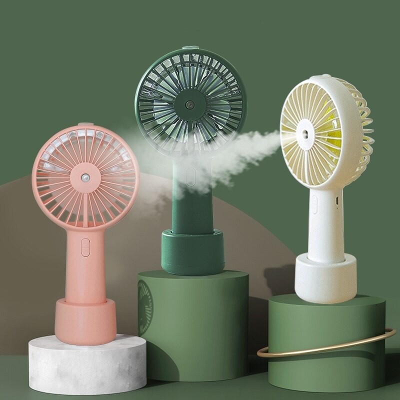 Draagbare waternevelventilator op batterijen, elektrisch, oplaadbaar via usb, draagbare mini-ventilator, koel-airconditioner, luchtbevochtiger voor buiten.