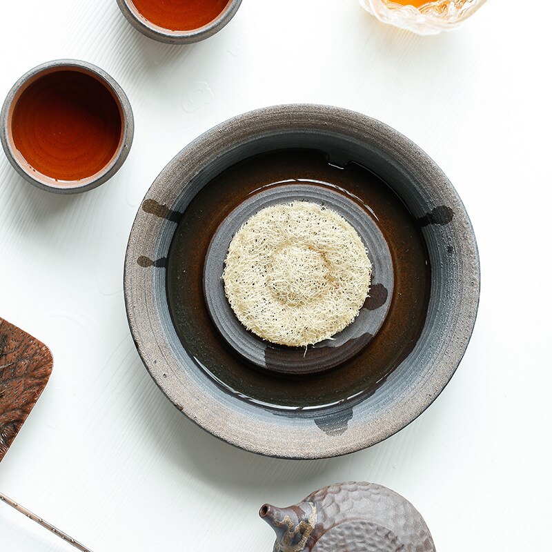 Clay pot bearing Large Japanese-style hand-made retro pot holder dry bubble tea saucer ceramic water storage storage