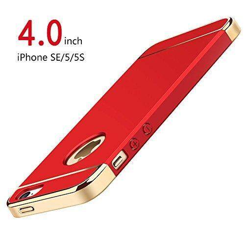 Funda para iPhone 5, funda para iPhone 5s, funda para iPhone SE , funda de lujo 3 en 1, carcasa rígida ultrafina para teléfono: ABS / Rojo