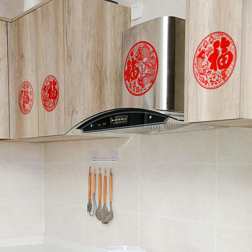 6PCS Chinese Year Decorations FU Blessing Word Red Window Stickers Paper-Cutting For Party Wedding 20/30/40CM