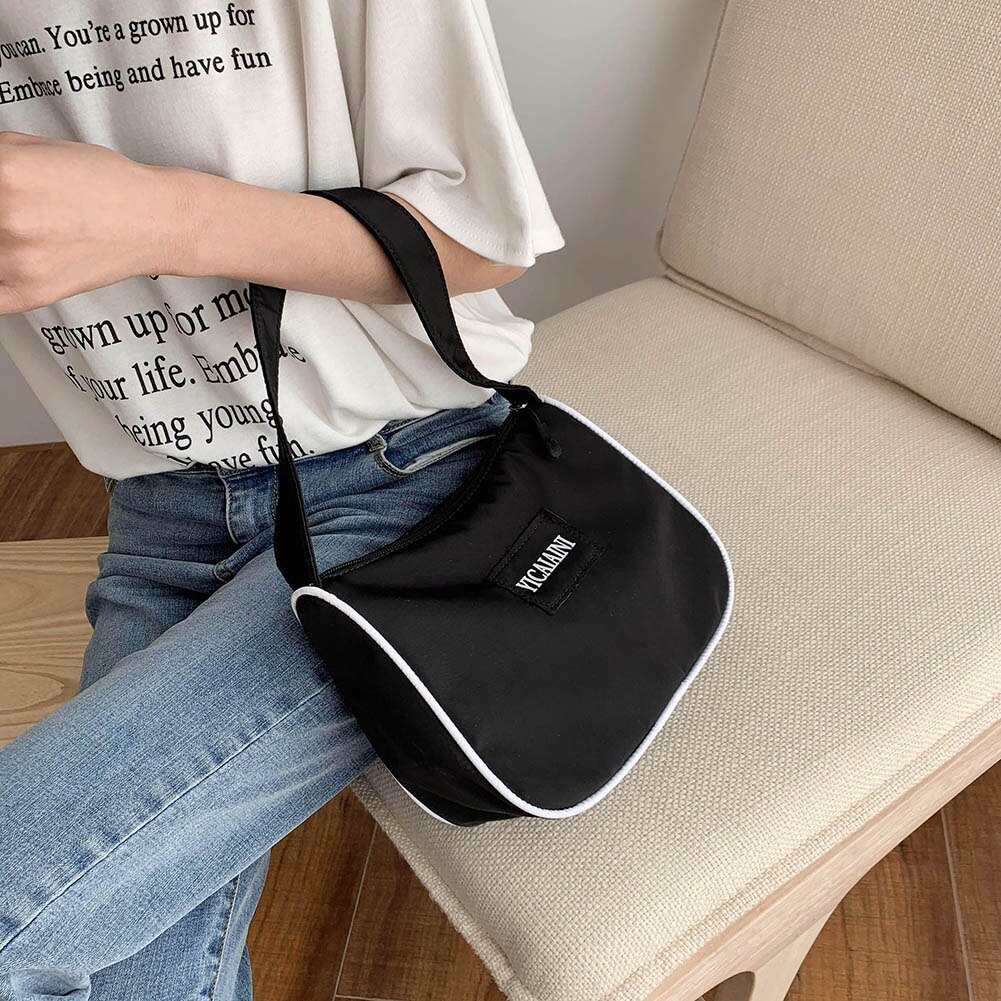 nylon uformelt kvinner håndvesker bokstaver mønster skulder handleposer holdbare butikk capcity totes