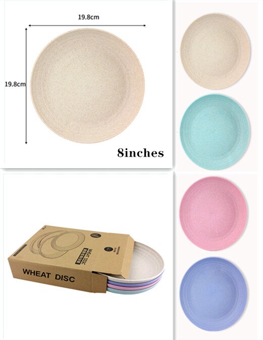 4 Stuks 4 Kleuren Europese Stijl Snack Schotel Diner Keuken Plaat Serveren Dessert Fruit Lade Tarwe Stro Snack Snack Plaat: L