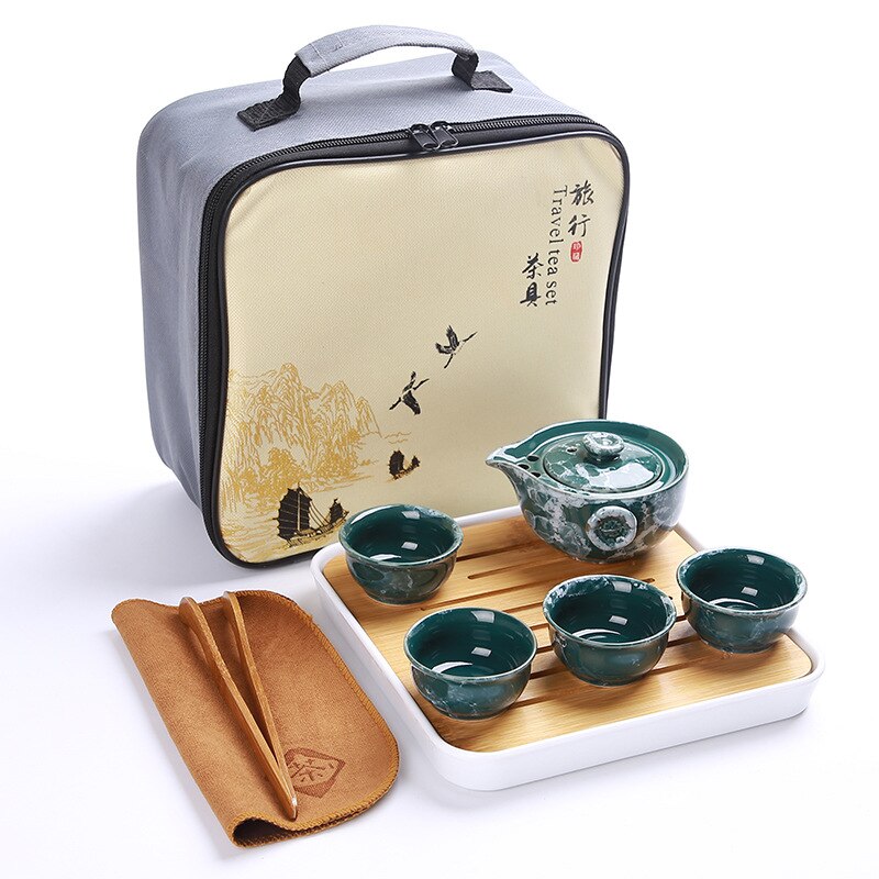 Tragbare Keramik Teegeschirr Set Chinesischen Kung Fu Tee-Set Teekanne Teegeschirr Mit Reisenden Tasche Teaset Gaiwan Tee Tassen Tee zeremonie: 12