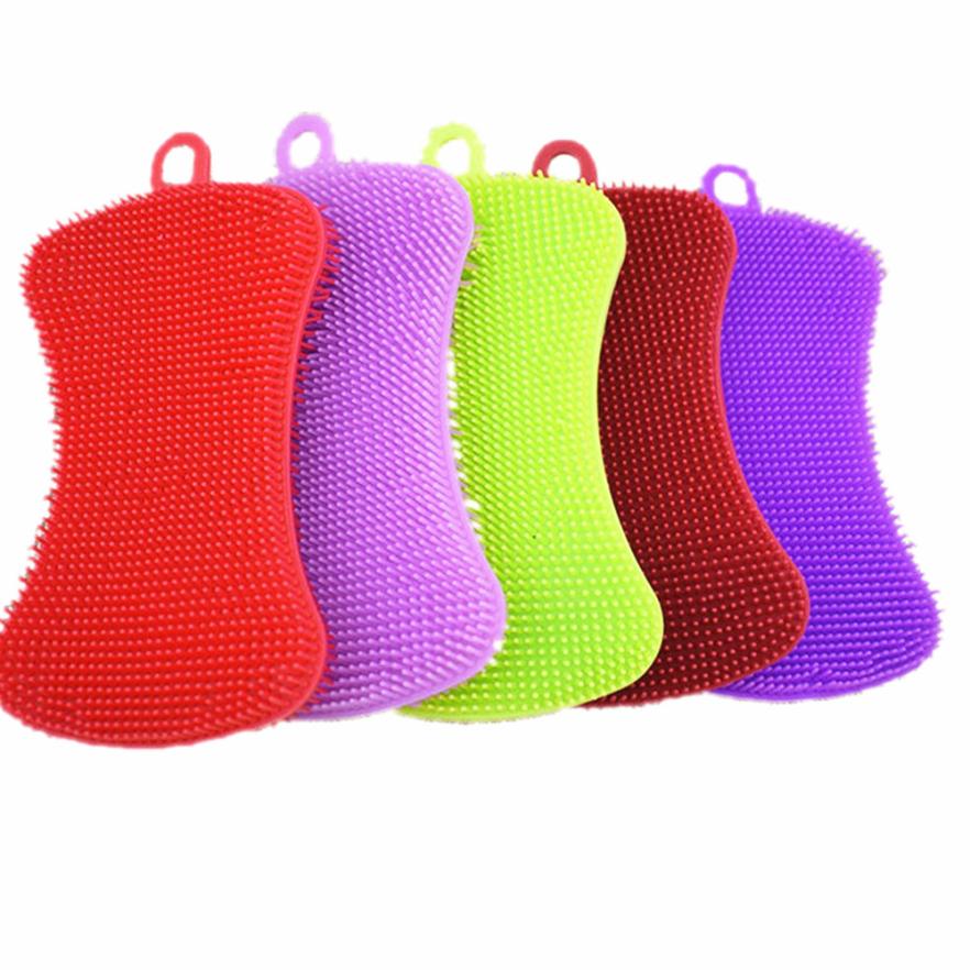 1Pc Silicone Dish Washing Sponge Scrubber Kitchen Cleaning Antibacterial Tool Strong Decontamination Ability m21