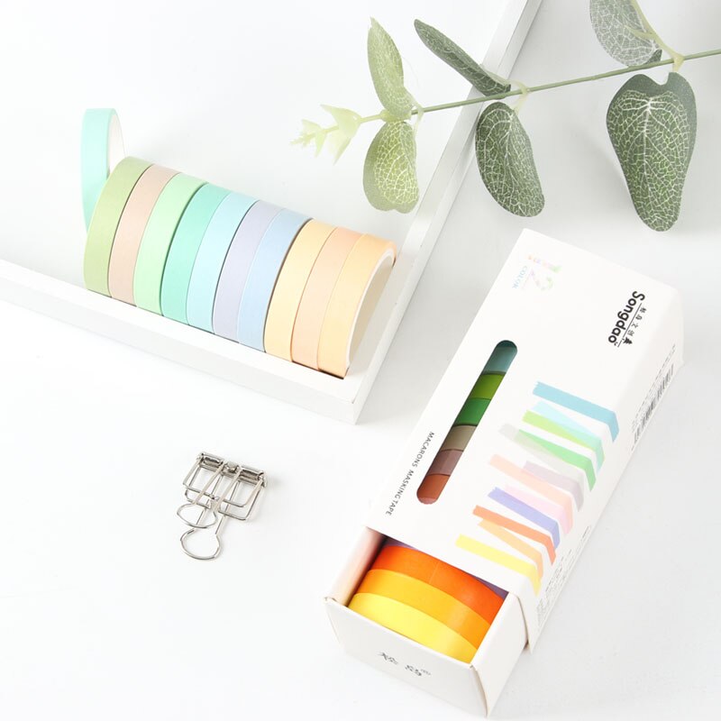 12 Uds caramelo Color Pastel Washi Tape de papel 7,5mm 15mm adhesivo cintas de enmascarar decoración pegatinas para el álbum diario de A6362