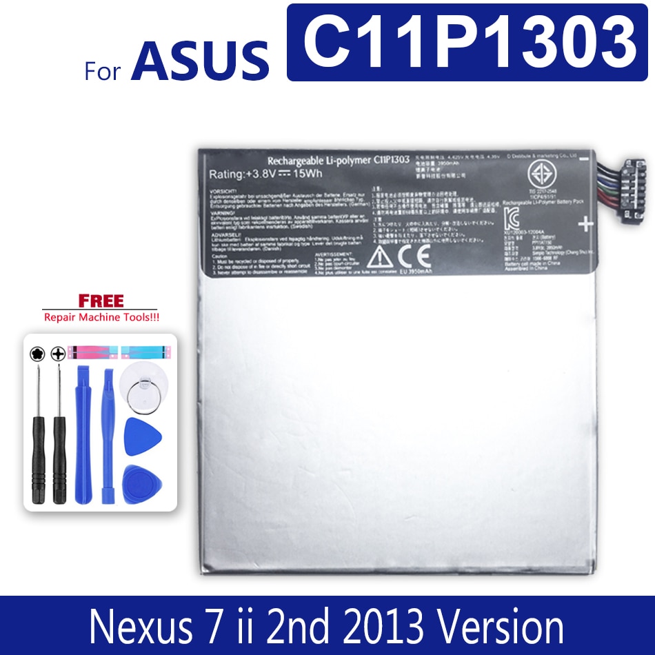 C11P1303 batería para Asus Google Nexus 7 "7 II 2 2nd Gen ME571 ME57K ME57KL K009 K008 de número de seguimiento