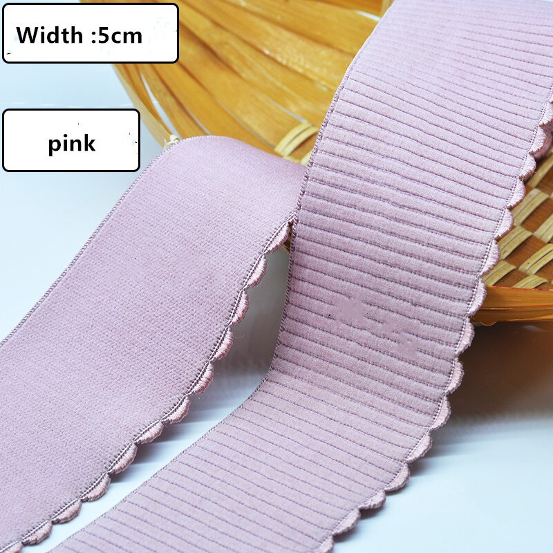 5cm høje elastiske blonder elastiske bånd gør-det-selv tilbehør trim højtaljet nederdel bukser talje brede bukser elastisk gummibånd: Lyserød