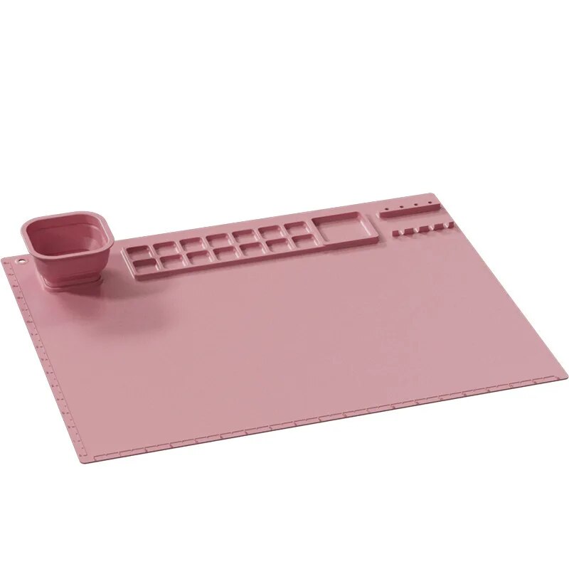 1PCS Silicone Painting Pad Brush Holder Crafts Silicone Pad Multifunctional Silicone Art Painting Art Clay Graffiti Mat Washable: WHITE