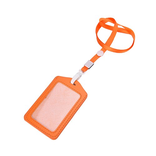 PU Leather Neck Strap Card Holder Bus ID Card Holder Business Card Case with Lanyard Credit Card Cover Metal Credit NFC Holder: Orange